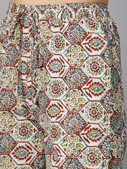 Solid Dark Blue Rayon Straight Kurta With Printed Pocket And Cotton Printed Palazzo | LASVINI - Redefining Indian Fashion with Elegance