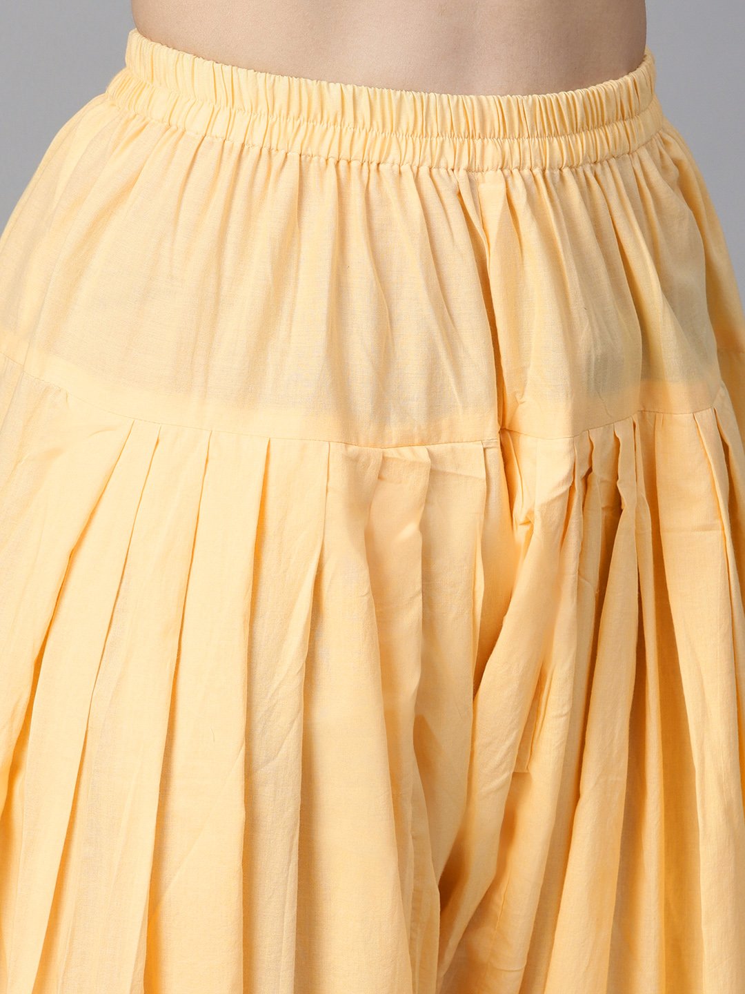 Floral Printed Kurta With Striped Panels With Solid Light Beige Salwar | LASVINI - Redefining Indian Fashion with Elegance