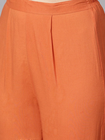 A Line Pleated Kurta With Border Detailing On The Sleeves With Straight Solid Pants | LASVINI - Redefining Indian Fashion with Elegance