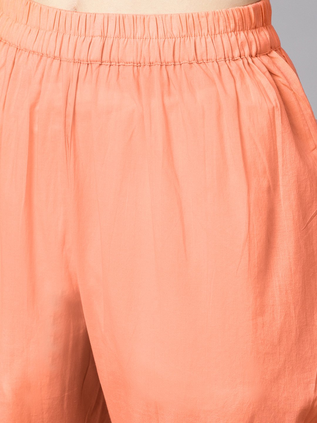 Peach Color Polka Dots Printed Boat Neck With Side Keyhole  3/4Th Sleeve Kurta And Solid Cigratee Pants. | LASVINI - Redefining Indian Fashion with Elegance