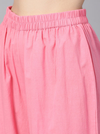 Beige Multi Colored Straight Kurta Set With Solid Light Pink Pants | LASVINI - Redefining Indian Fashion with Elegance