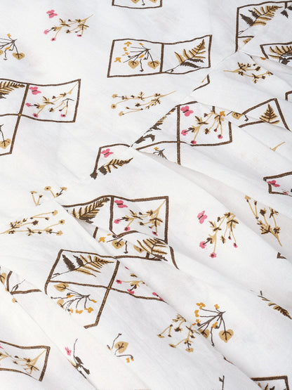 Women White & Brown Printed A-Line Top | LASVINI - Redefining Indian Fashion with Elegance