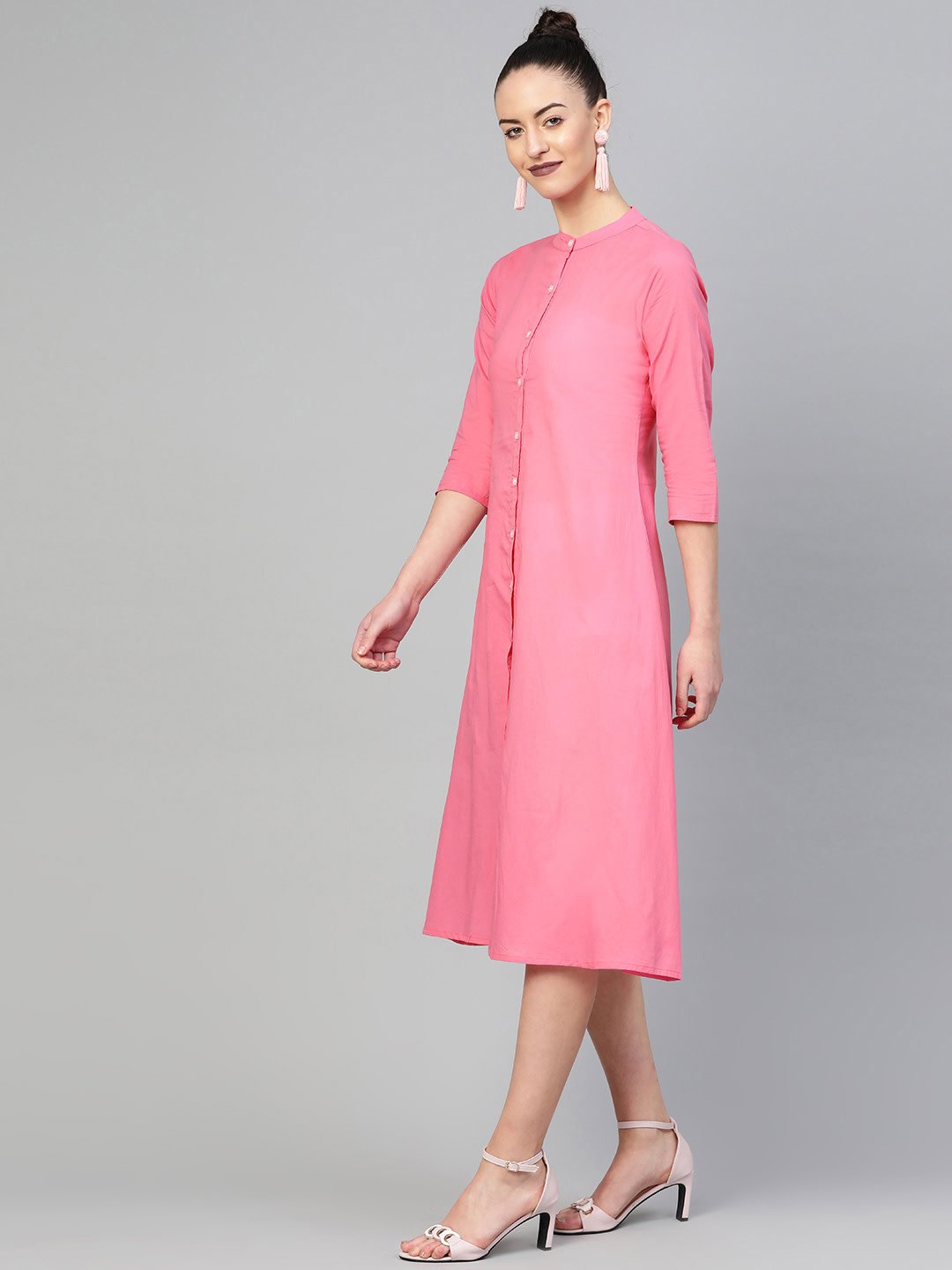 Women Mauve &  Solid A-Line Dress | LASVINI - Redefining Indian Fashion with Elegance