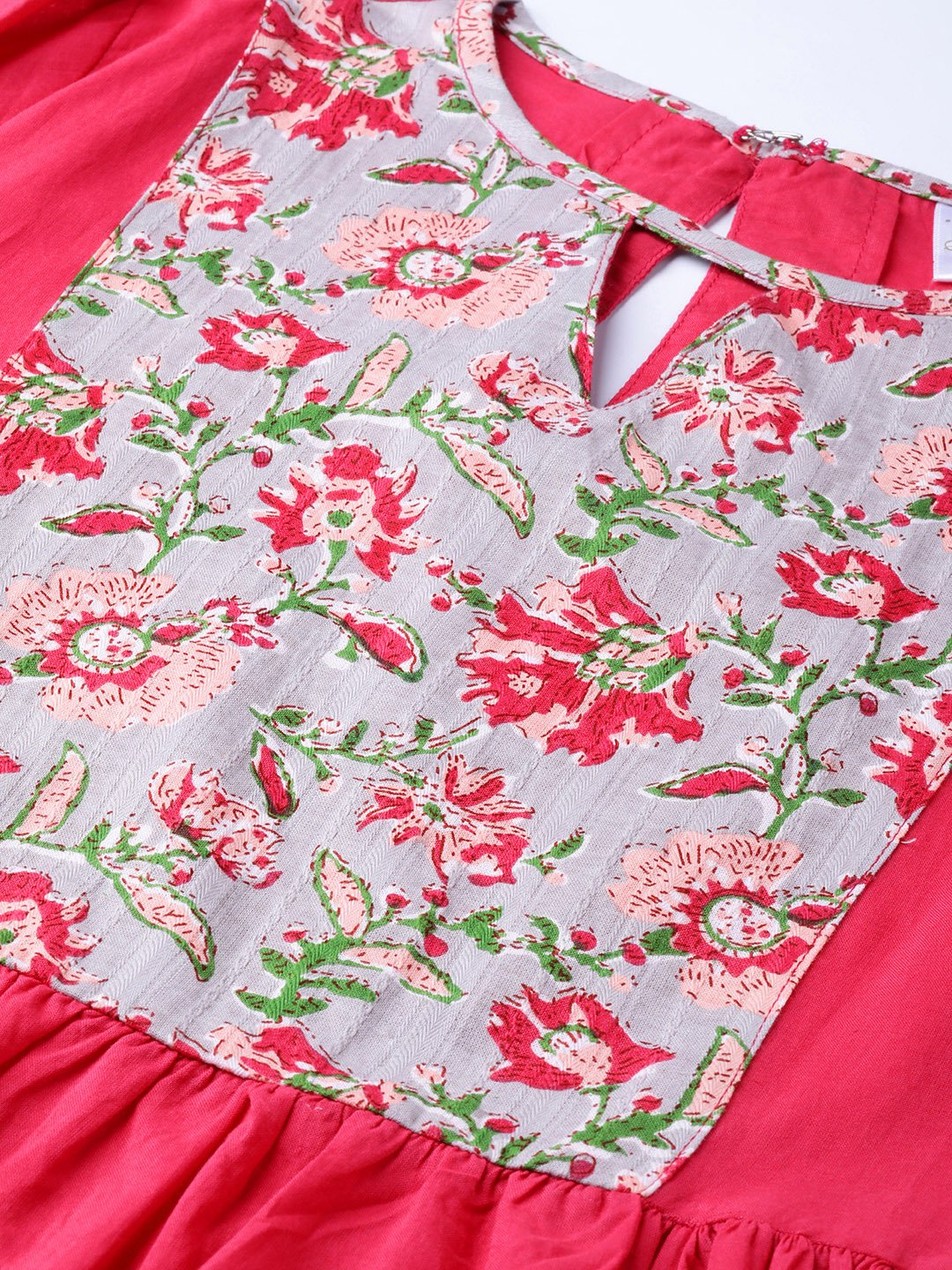 Women Pink & Grey Solid Fit And Flare Dress | LASVINI - Redefining Indian Fashion with Elegance