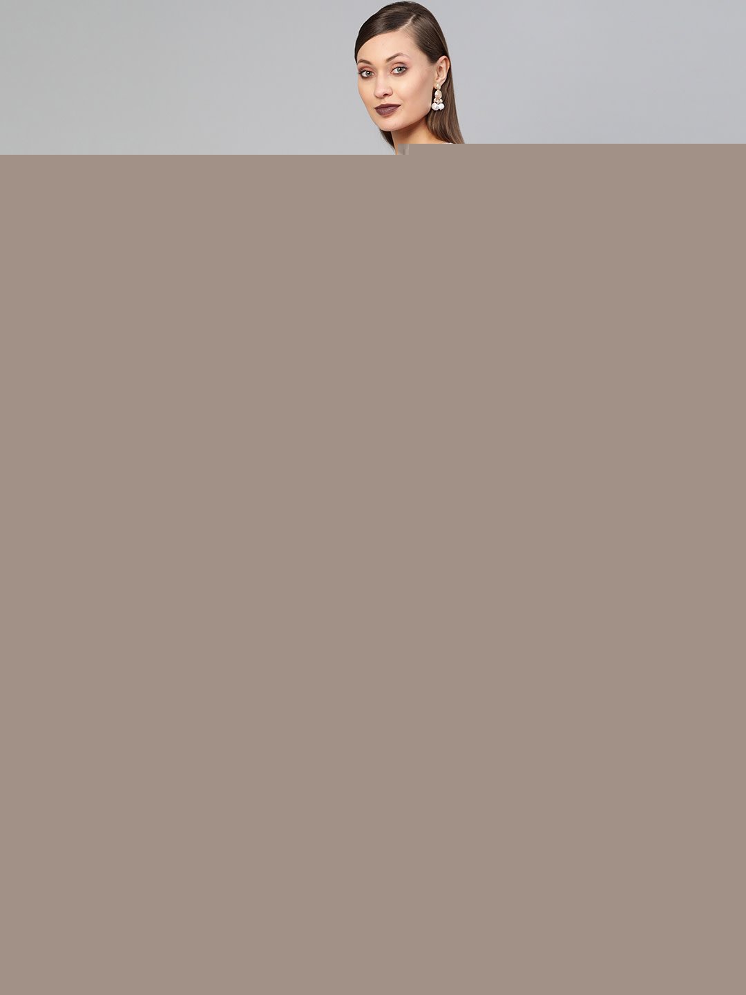 Women Pink & Grey Solid Fit And Flare Dress | LASVINI - Redefining Indian Fashion with Elegance