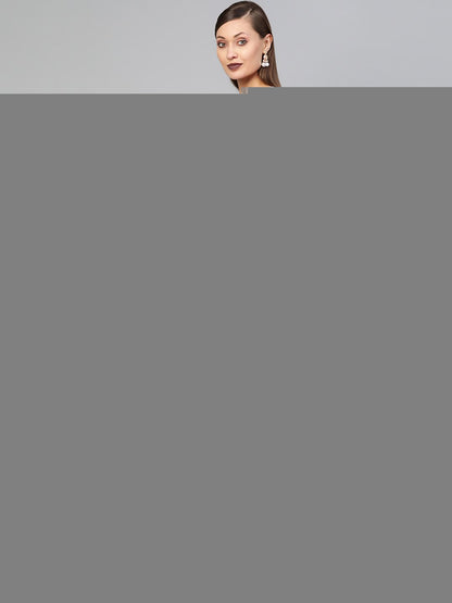 Women Pink & Grey Solid Fit And Flare Dress | LASVINI - Redefining Indian Fashion with Elegance