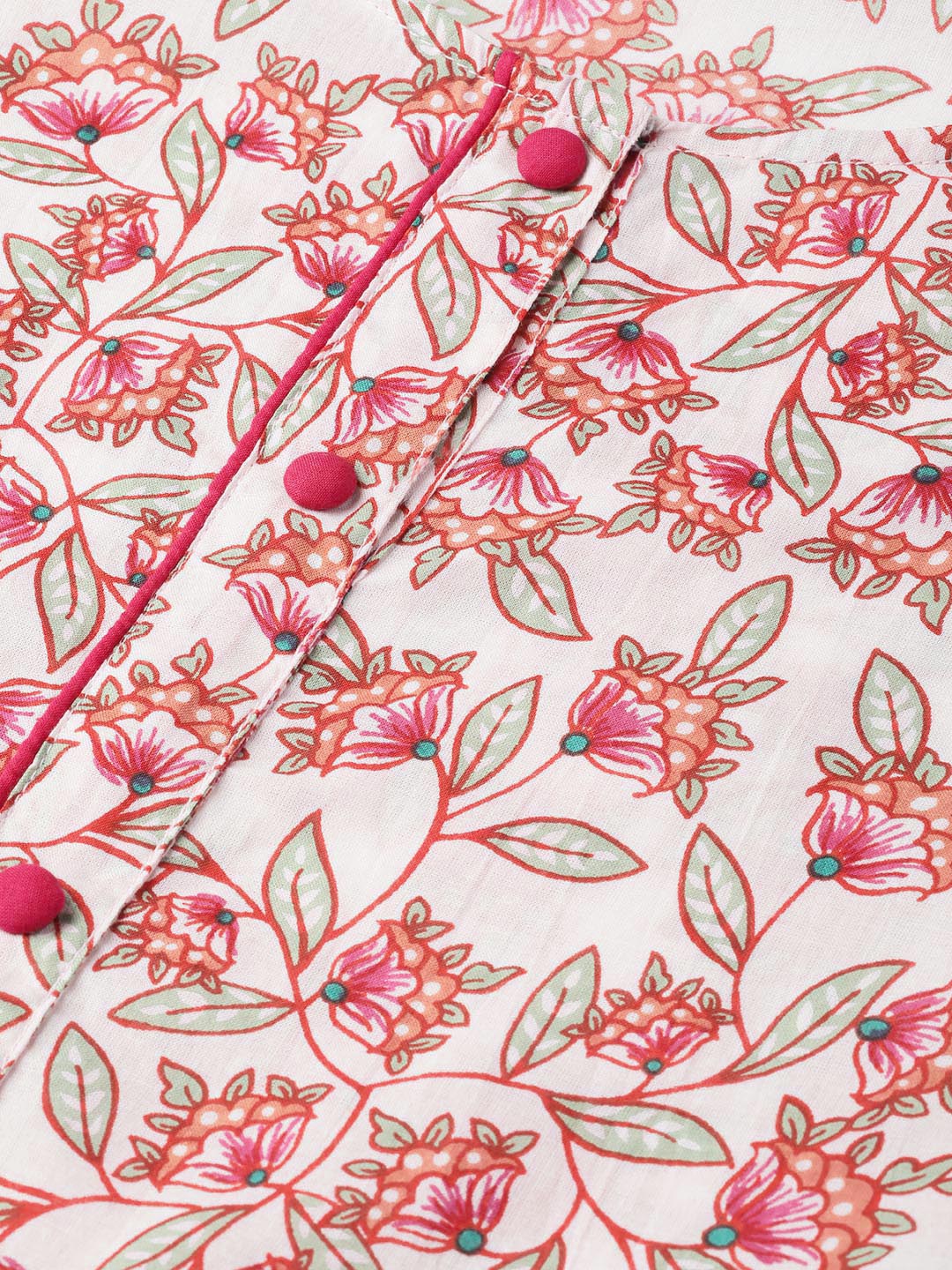 Women White & Pink Floral Printed Maxi Dress | LASVINI - Redefining Indian Fashion with Elegance