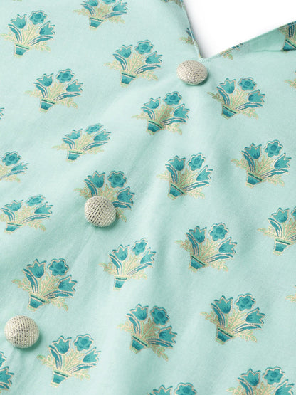 Women Green & Blue Floral Printed Maxi Dress | LASVINI - Redefining Indian Fashion with Elegance