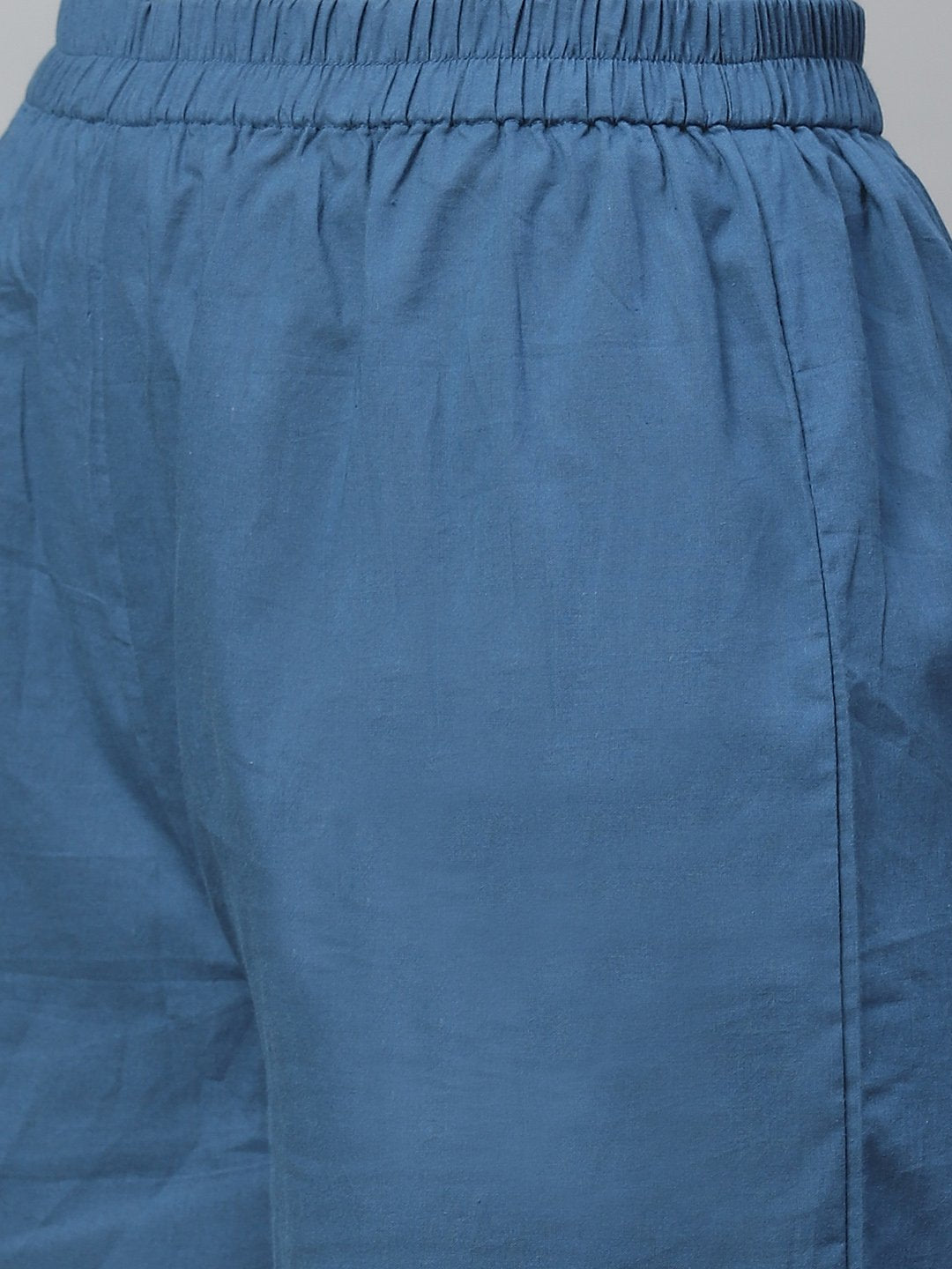 Women A-Line Waist Tie-Up Blue Printed Kurta & Palazzo Set | LASVINI - Redefining Indian Fashion with Elegance