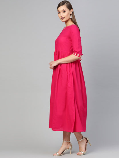 Women Magenta Solid Maxi Dress | LASVINI - Redefining Indian Fashion with Elegance