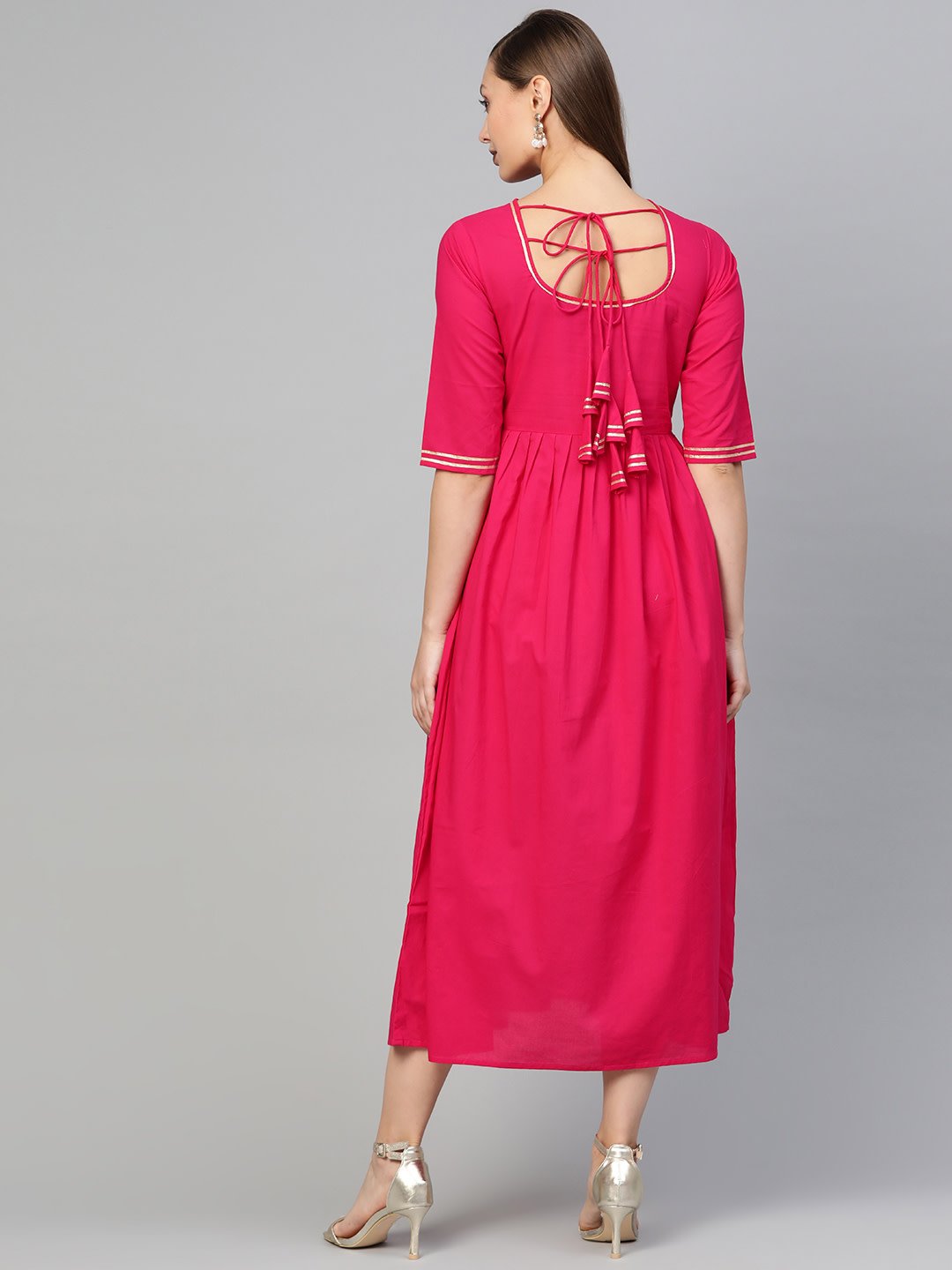 Women Magenta Solid Maxi Dress | LASVINI - Redefining Indian Fashion with Elegance