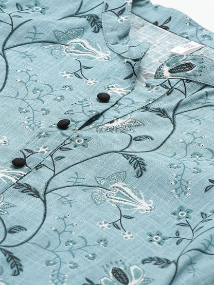 Women Straight Grey & Black Printed Kurta & Palazzo Set | LASVINI - Redefining Indian Fashion with Elegance