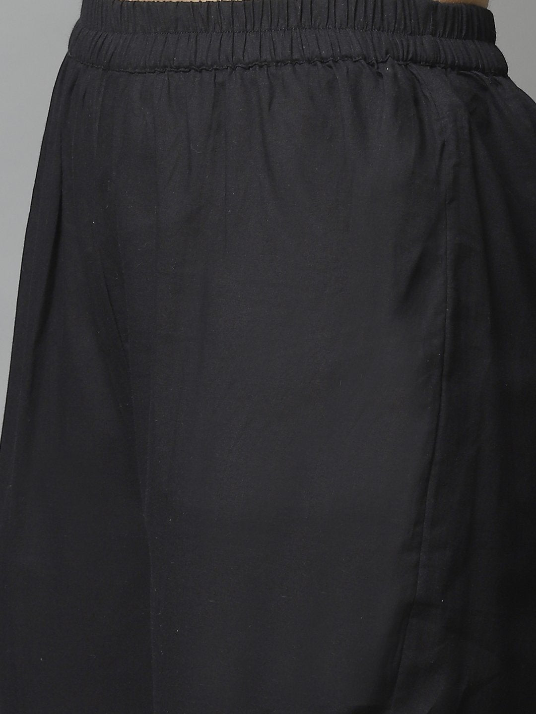 Women Straight Grey & Black Printed Kurta & Palazzo Set | LASVINI - Redefining Indian Fashion with Elegance