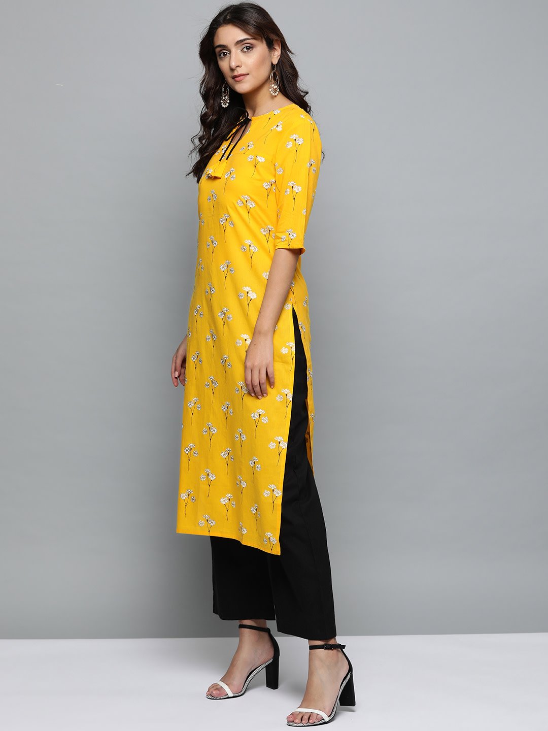 Women  Three-Quarter Sleeves Straight Kurta With Palazzo | LASVINI - Redefining Indian Fashion with Elegance
