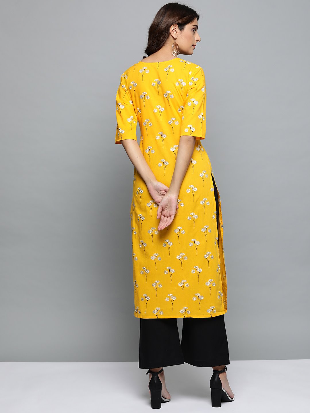 Women  Three-Quarter Sleeves Straight Kurta With Palazzo | LASVINI - Redefining Indian Fashion with Elegance