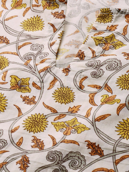 Women Cream And Multi Floral Prnt Top And Pant Set | LASVINI - Redefining Indian Fashion with Elegance