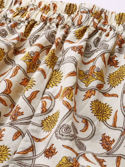 Women Cream And Multi Floral Prnt Top And Pant Set | LASVINI - Redefining Indian Fashion with Elegance