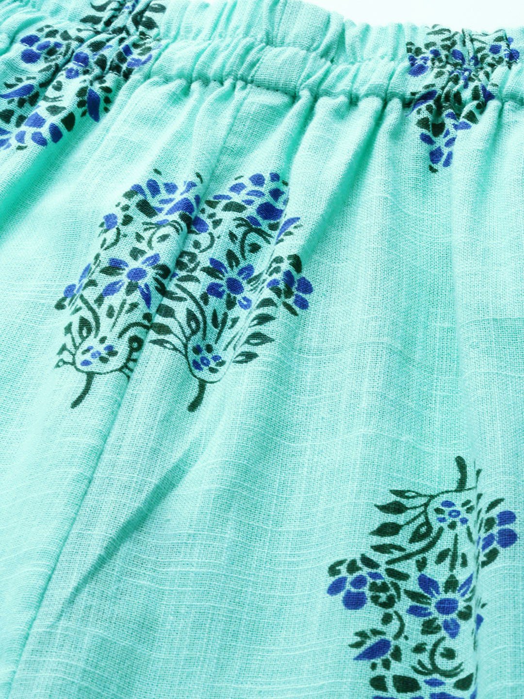 Women Turq Green And Multi Floral Prnt Top And Pant Set | LASVINI - Redefining Indian Fashion with Elegance