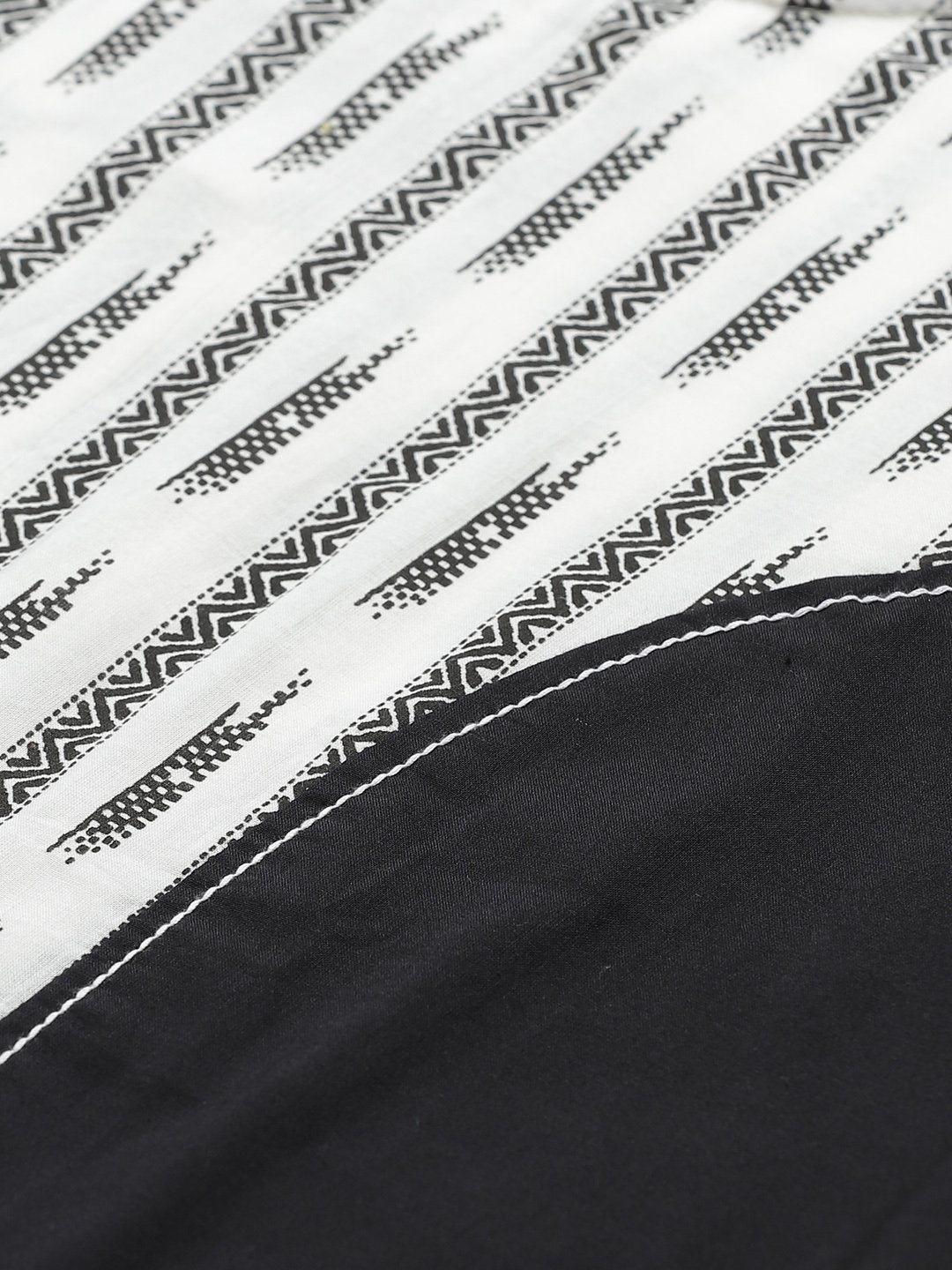Women Black And White Front Panel High And Low Tunic | LASVINI - Redefining Indian Fashion with Elegance