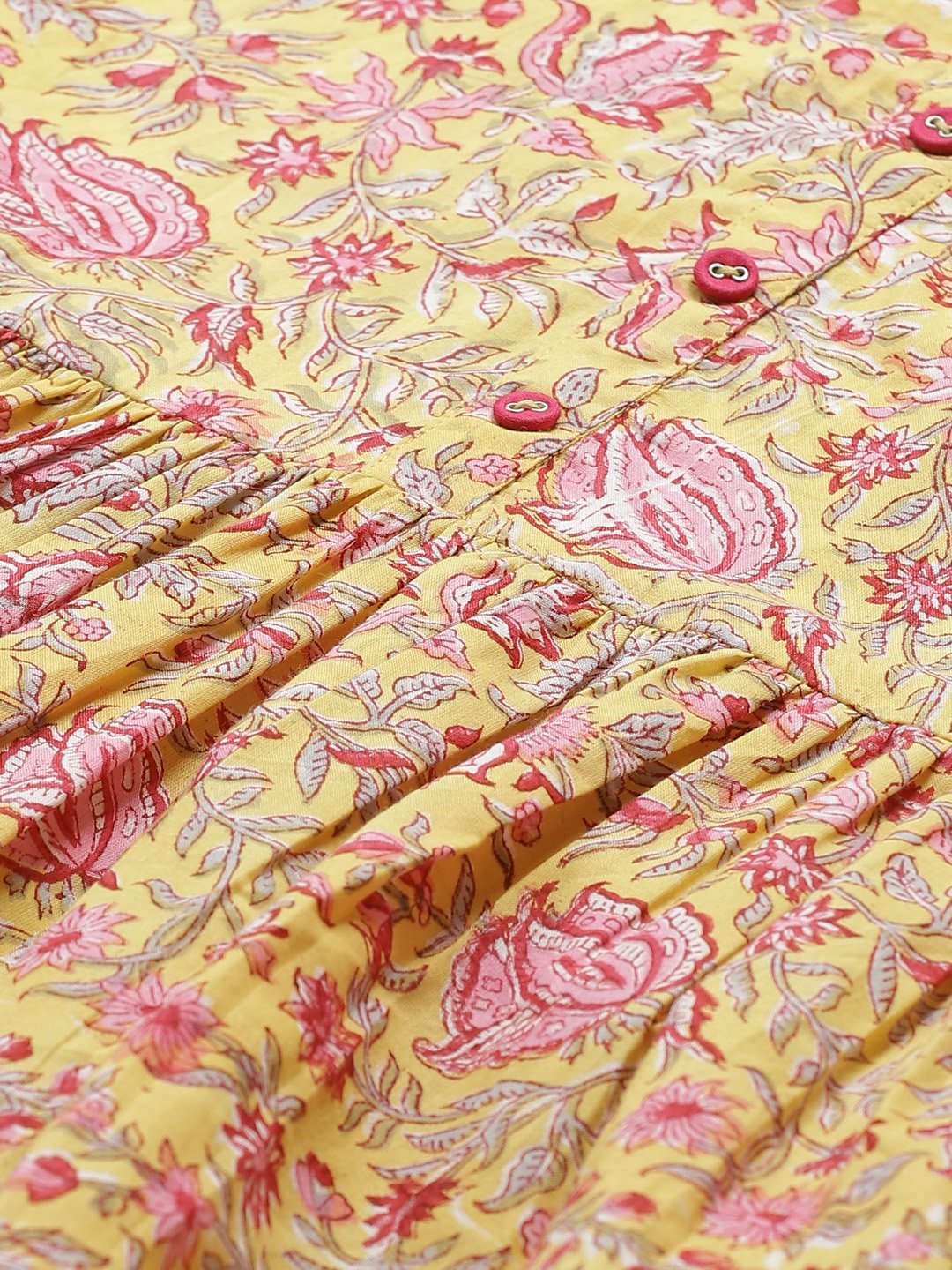 Women Mustard Yellow Printed Tunic | LASVINI - Redefining Indian Fashion with Elegance