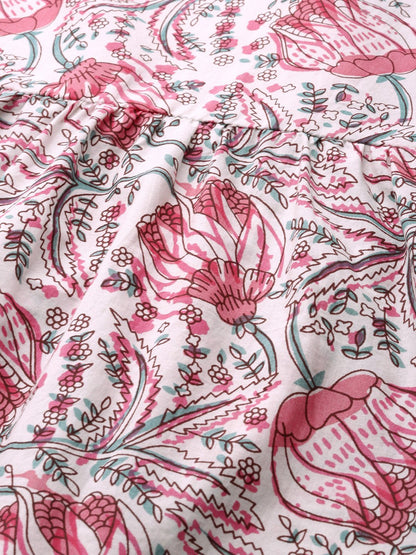 Women White Three-Quarter Sleeves Flared Kurta And Trouser Set | LASVINI - Redefining Indian Fashion with Elegance