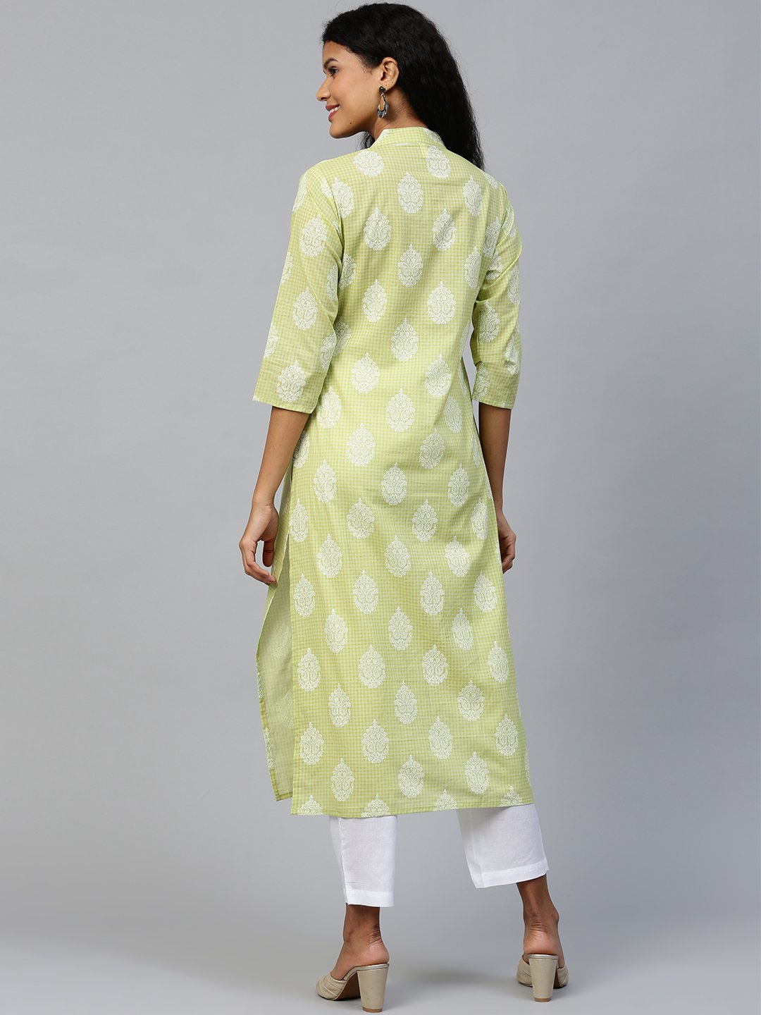 Women White Three-Quarter Sleeves Flared Kurta And Trouser Set | LASVINI - Redefining Indian Fashion with Elegance