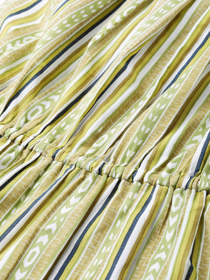 Women Multi Striped Striped Halter Neck Cotton A-Line Dress | LASVINI - Redefining Indian Fashion with Elegance