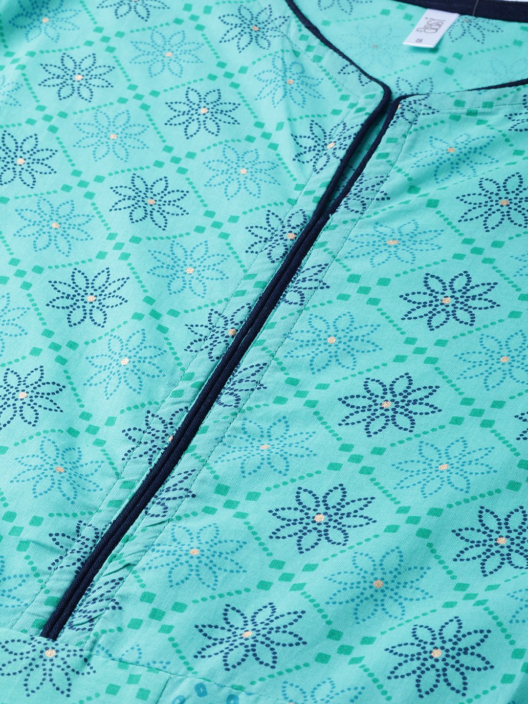 Women Blue Floral Printed V-Neck Cotton Maxi Dress | LASVINI - Redefining Indian Fashion with Elegance