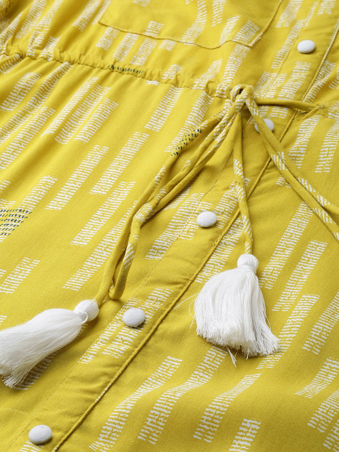 Women Limegreen Conversational Printed Shirt Collar Viscose Rayon A-Line Dress | LASVINI - Redefining Indian Fashion with Elegance