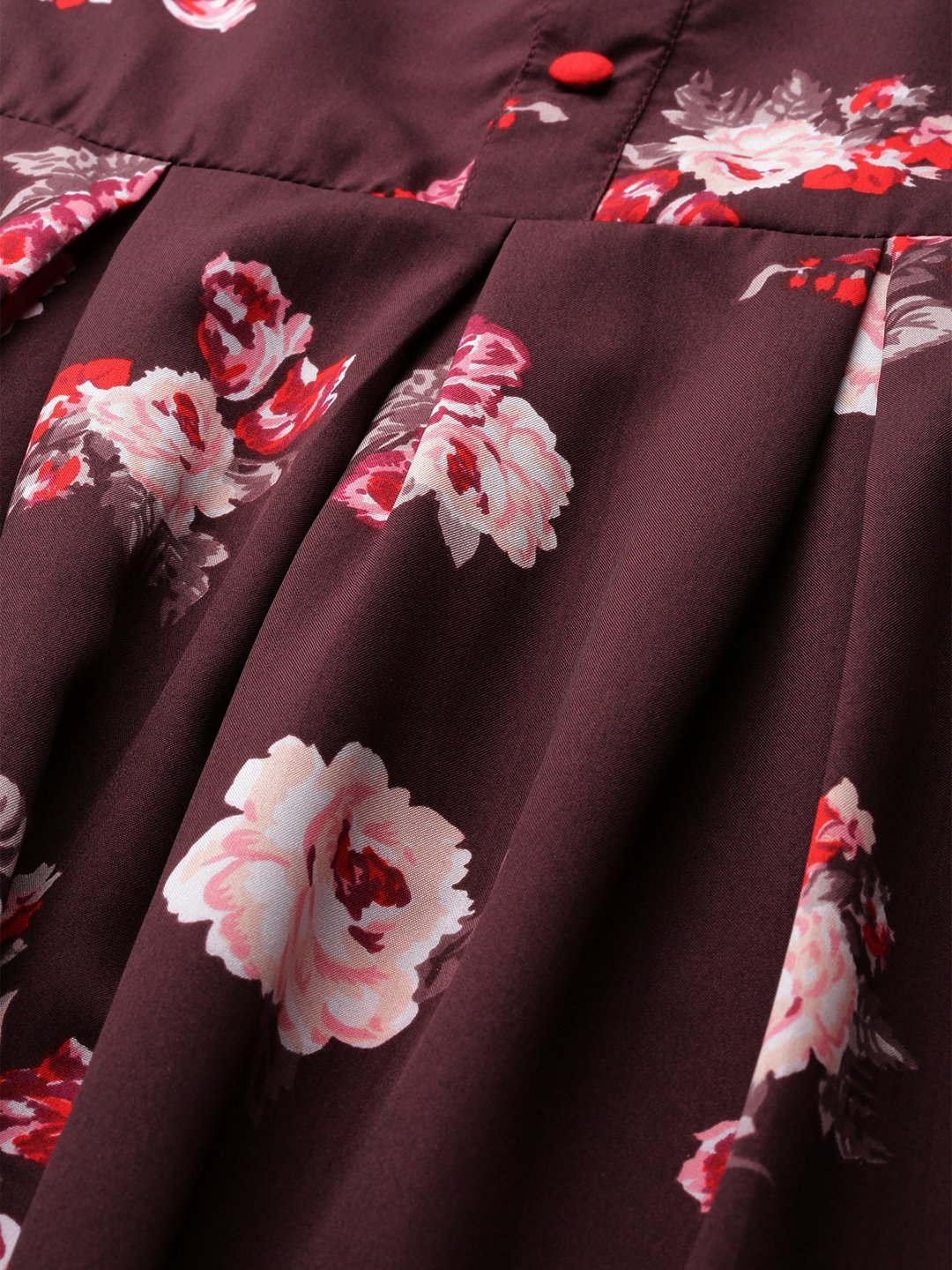 Women Burgundy Three-Quarter Sleeves Flared Kurta Palazzo Set | LASVINI - Redefining Indian Fashion with Elegance