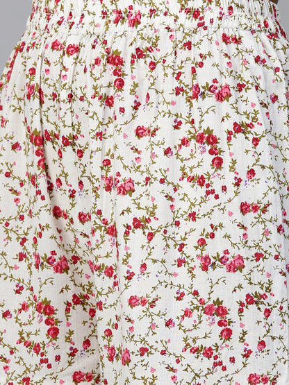 Women White Three-Quarter Sleeves Straight Kurta With Sharara | LASVINI - Redefining Indian Fashion with Elegance