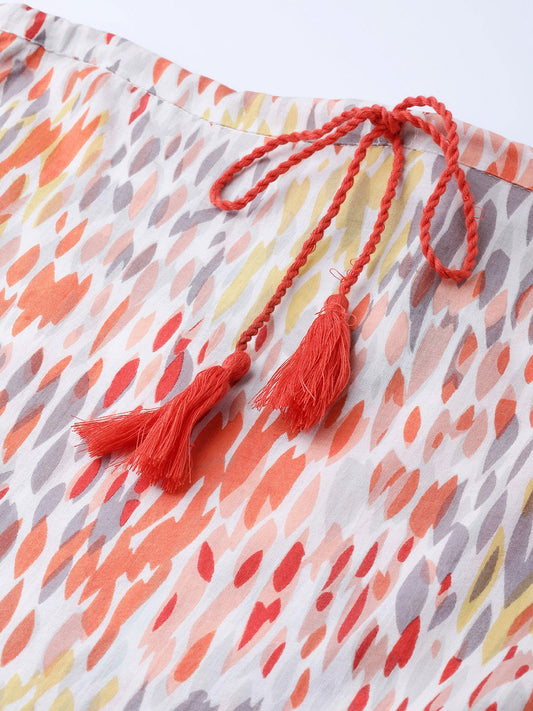 Women Multi Abstract Printed Halter Neck Cotton A-Line Dress | LASVINI - Redefining Indian Fashion with Elegance