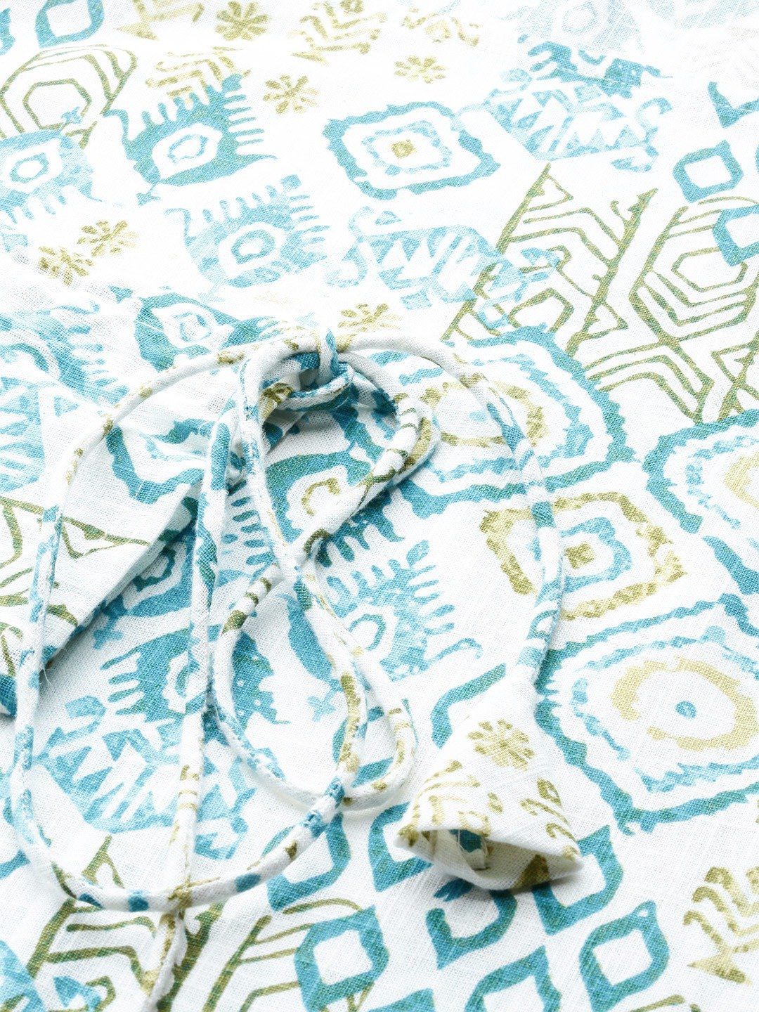 Women White Calf Length Long Sleeves A-Line Quirky Printed Cotton Kurta | LASVINI - Redefining Indian Fashion with Elegance