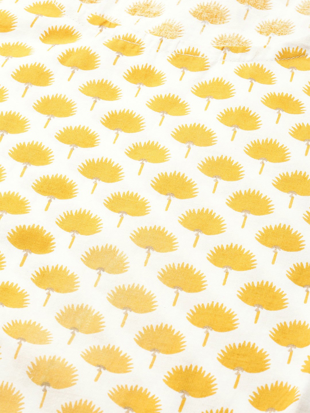 Women Yellow Calf Length Short Sleeves A-Line Ethnic Motifs Printed Cotton Kurta | LASVINI - Redefining Indian Fashion with Elegance