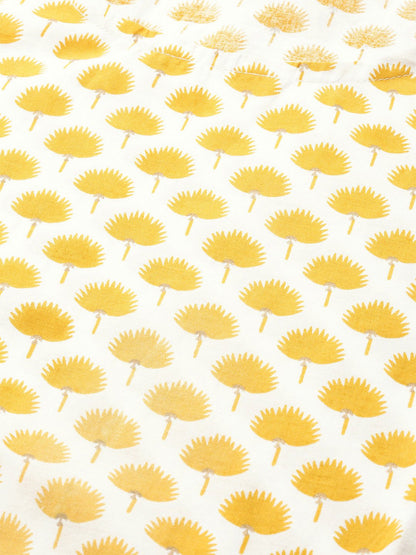 Women Yellow Calf Length Short Sleeves A-Line Ethnic Motifs Printed Cotton Kurta | LASVINI - Redefining Indian Fashion with Elegance