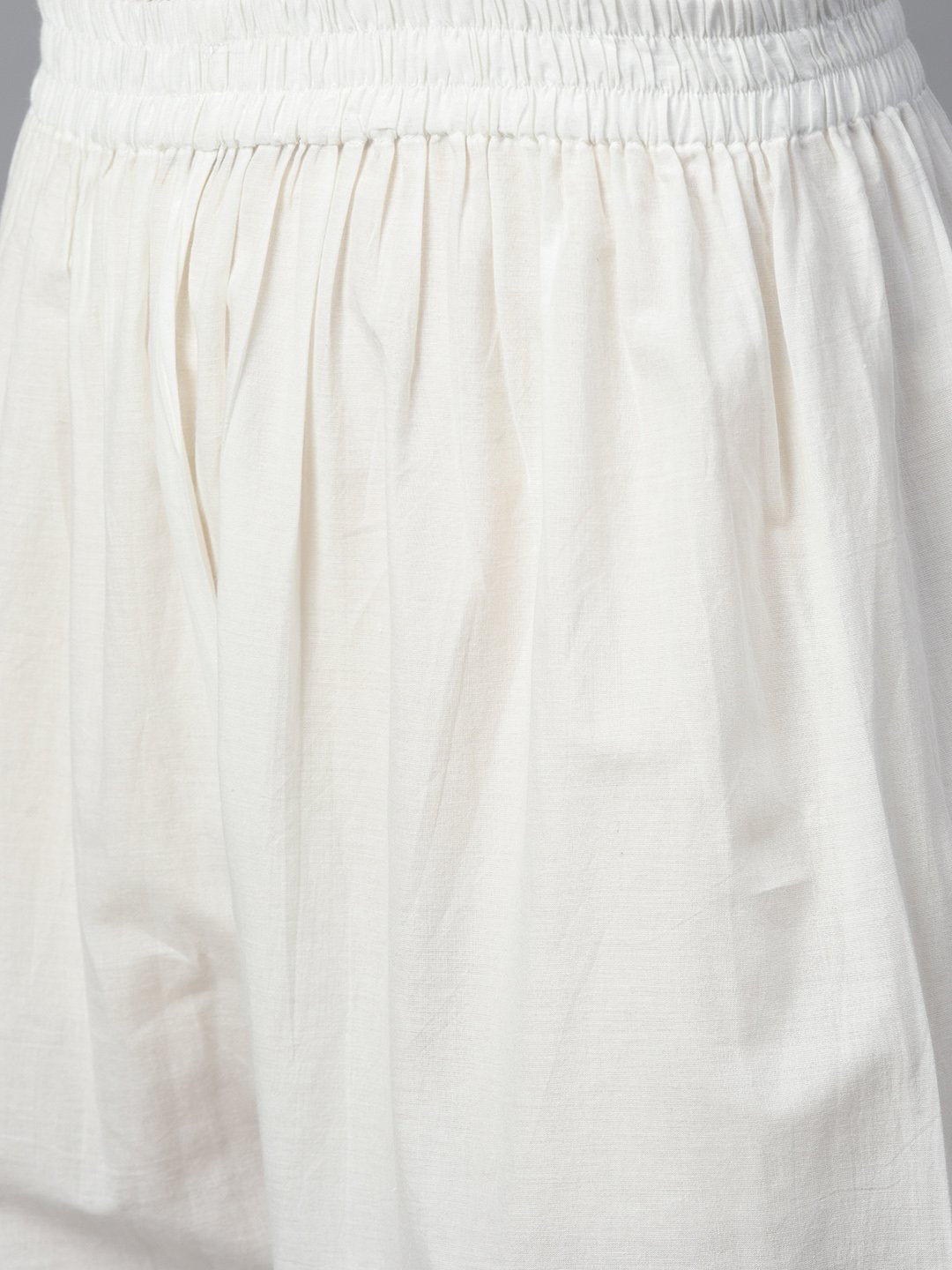 Women White Three-Quarter Sleeves Straight Kurta With Palazzo Set | LASVINI - Redefining Indian Fashion with Elegance