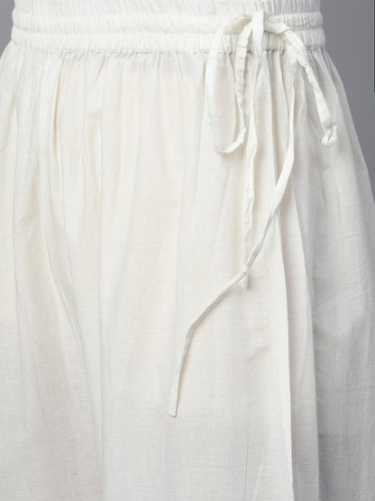 Women White Three-Quarter Sleeves Straight Kurta With Palazzo Set | LASVINI - Redefining Indian Fashion with Elegance