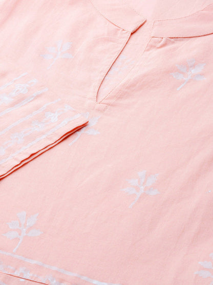 Women Pink Three-Quarter Sleeves Flared Kurta With Palazzo Set | LASVINI - Redefining Indian Fashion with Elegance