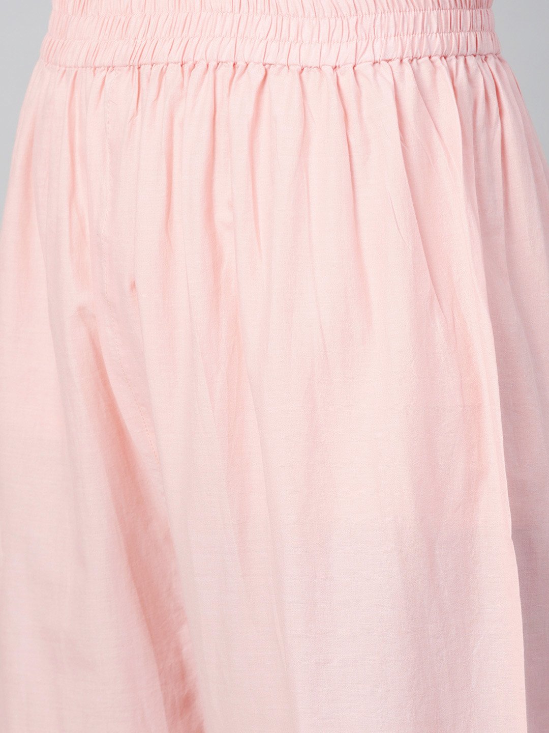 Women Pink Three-Quarter Sleeves Flared Kurta With Palazzo Set | LASVINI - Redefining Indian Fashion with Elegance