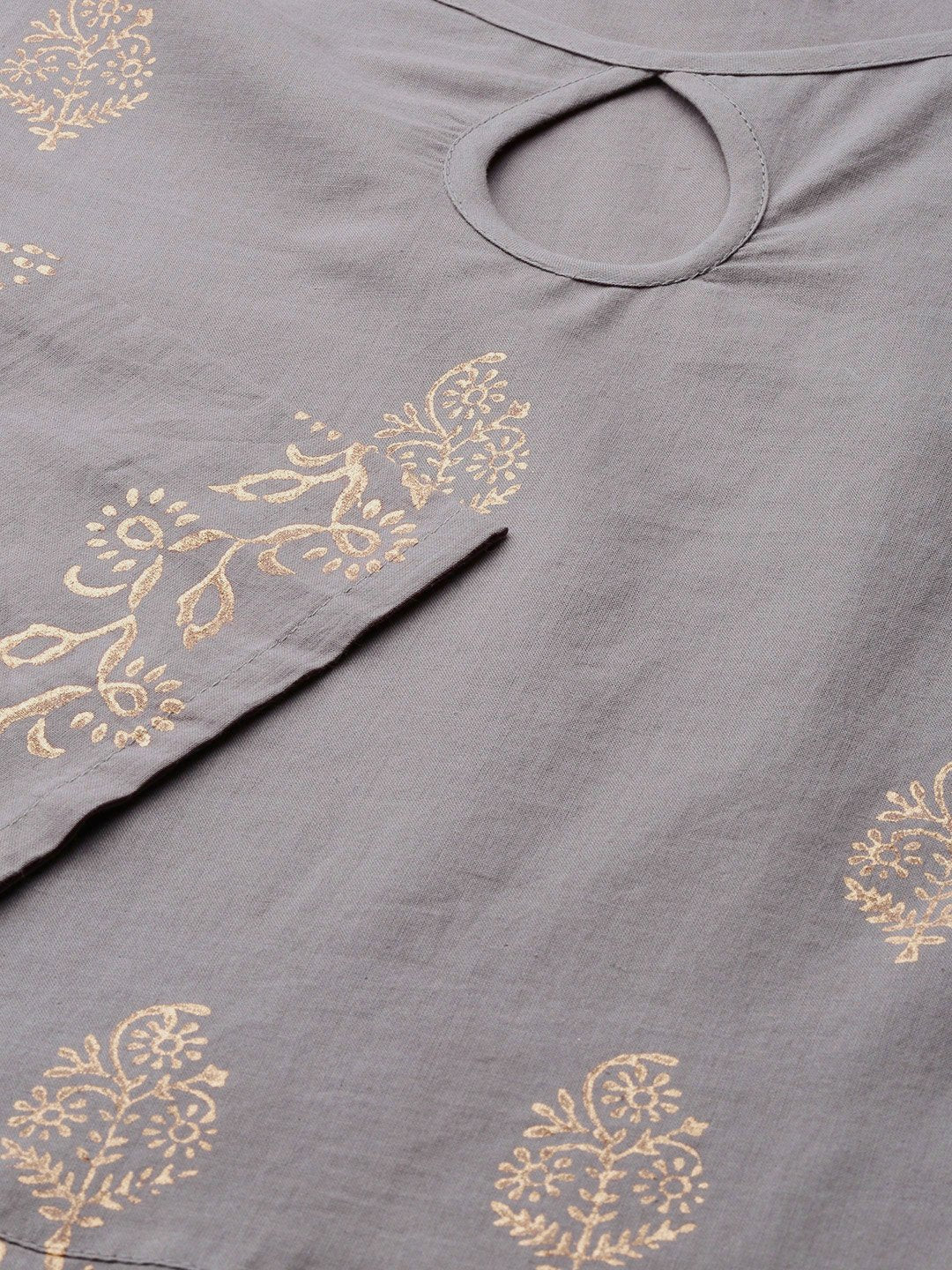 Women Grey Three-Quarter Sleeves Flared Kurta With Palazzo Set | LASVINI - Redefining Indian Fashion with Elegance