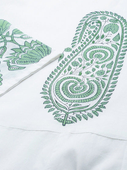 Women White Three-Quarter Sleeves Flared Kurta With Palazzo | LASVINI - Redefining Indian Fashion with Elegance