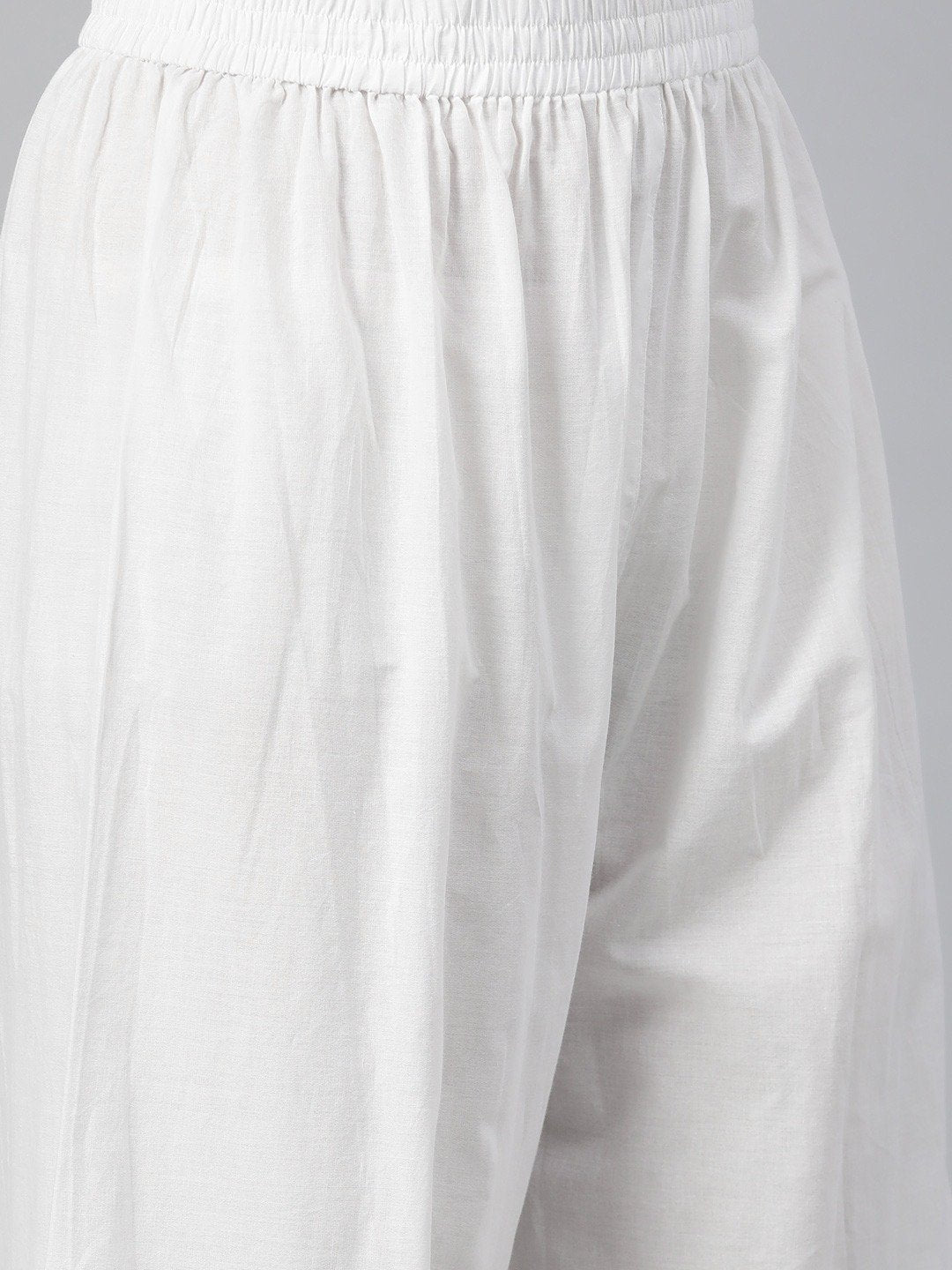 Women White Three-Quarter Sleeves Flared Kurta With Palazzo | LASVINI - Redefining Indian Fashion with Elegance