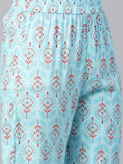 Women Pink Three-Quarter Sleeves Flared Kurta With Palazzo | LASVINI - Redefining Indian Fashion with Elegance