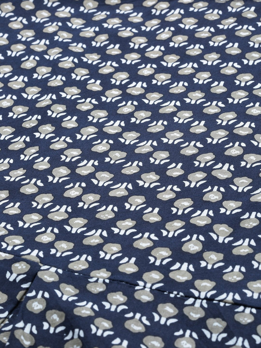 Women Black Calf Length Short Sleeves Straight Floral Printed Cotton Kurta | LASVINI - Redefining Indian Fashion with Elegance