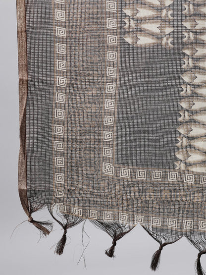 Women Cream Three-Quarter Sleeves Straight Kurta Palazzo With Dupatta | LASVINI - Redefining Indian Fashion with Elegance