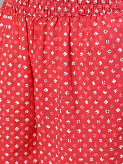 Women Dusky Pink Polkadot Print Trouser | LASVINI - Redefining Indian Fashion with Elegance