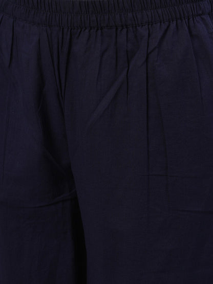 Women Navy Blue Trouser With Lace Detailing | LASVINI - Redefining Indian Fashion with Elegance