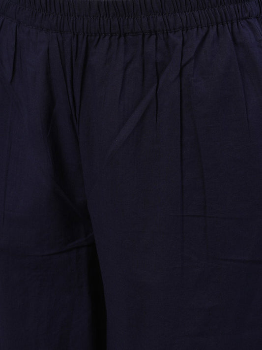 Women Navy Blue Trouser With Lace Detailing | LASVINI - Redefining Indian Fashion with Elegance