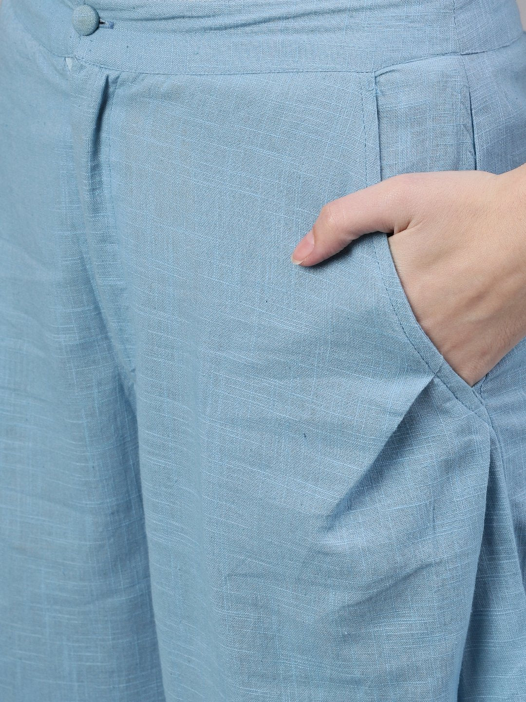 Women Blue Regular Fit Solid Joggers | LASVINI - Redefining Indian Fashion with Elegance