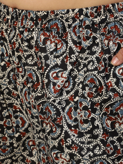 Women Black Printed Night Suit | LASVINI - Redefining Indian Fashion with Elegance